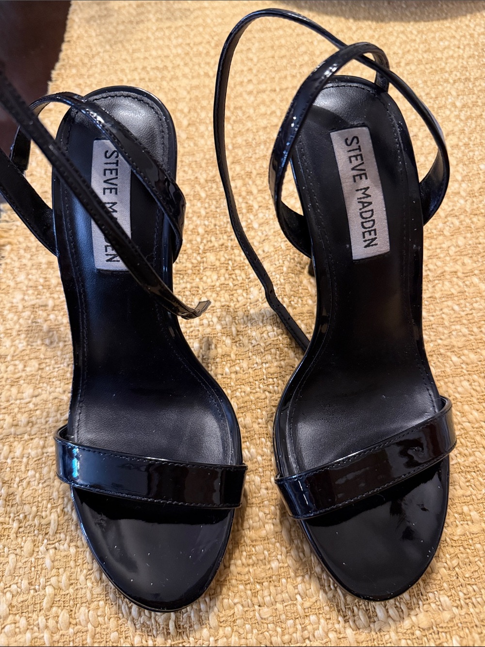 Steve Madden Black Patent Strappy High-Heel Sandals